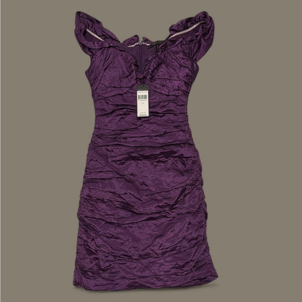 BCBGMaxAzria Ultraviolet Textured Off‎ The Shoulder Cocktail Dress Size 4